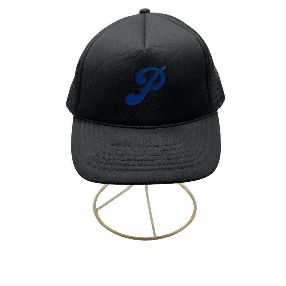 Vintage KC Mens Mesh Foam Printed P Logo Snapback Trucker Hat Cap Black